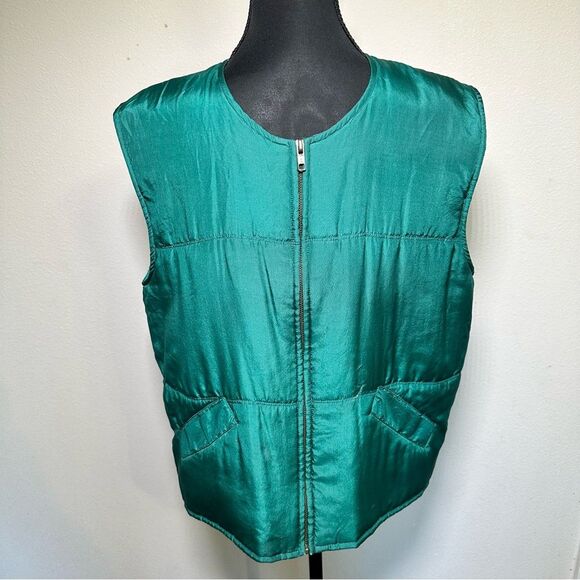 Vintage Emerald Stunt Sports Silk Vest - Picture 1 of 5